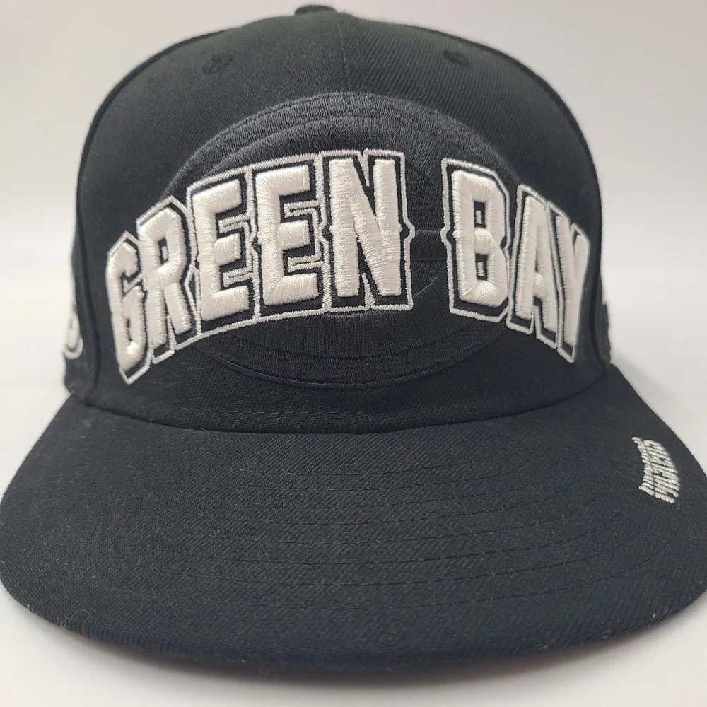Green Bay Packers Hat Fitted 7 1/2 New Era 59Fifty Black‎ White NFL Football Men